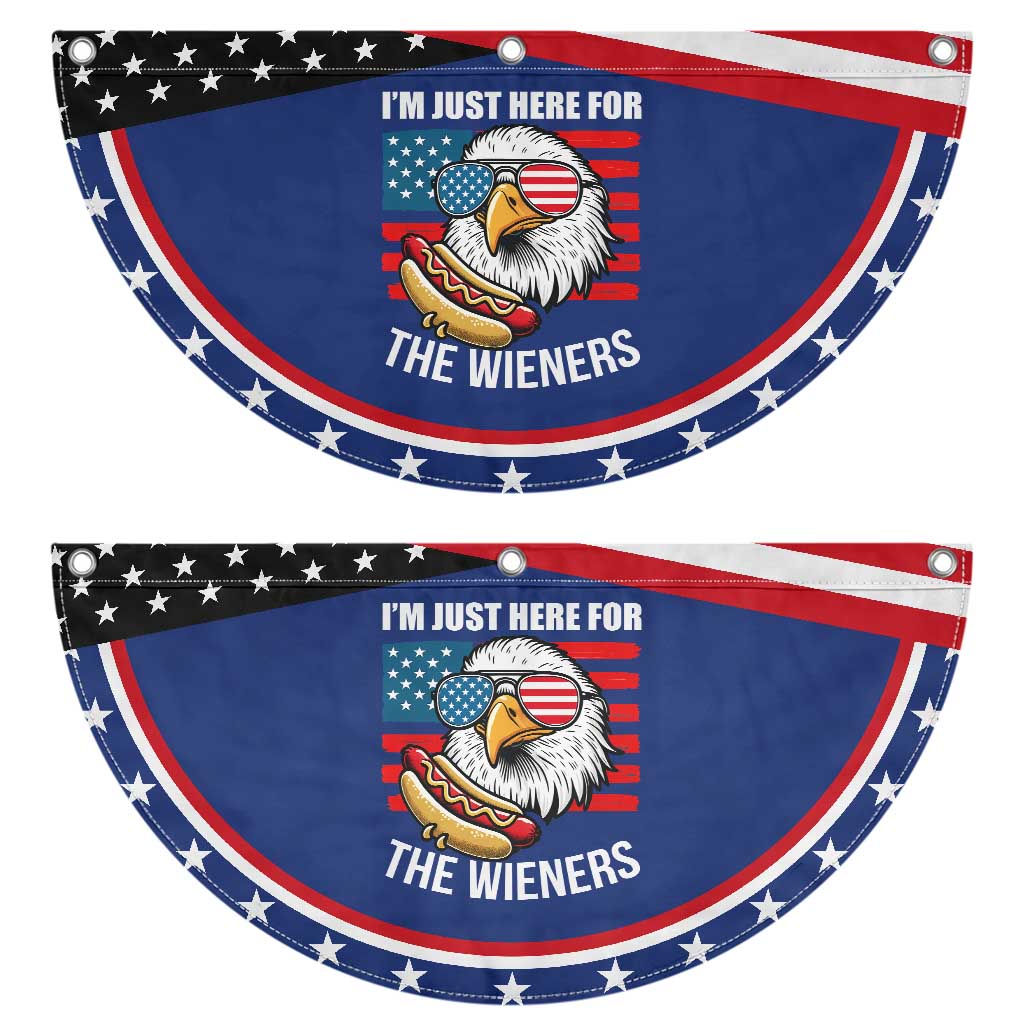 Funny I'm Just Here For The Wieners Patriotic Fan Flag 4th Of July Bald Eagle Hot Dog Lover