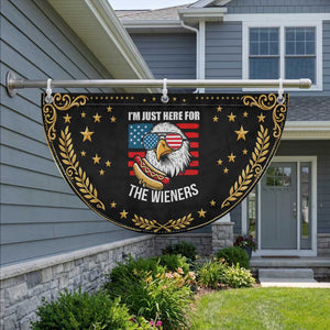 Funny I'm Just Here For The Wieners Patriotic Fan Flag 4th Of July Bald Eagle Hot Dog Lover