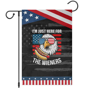 Funny I'm Just Here For The Wieners Garden Flag 4th Of July Bald Eagle Hot Dog Lover TS11 Distressed Black Blue Print Your Wear