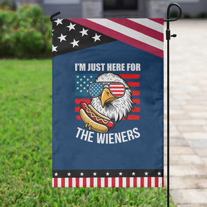 Funny I'm Just Here For The Wieners Garden Flag 4th Of July Bald Eagle Hot Dog Lover TS11 Classic Blue Black Print Your Wear
