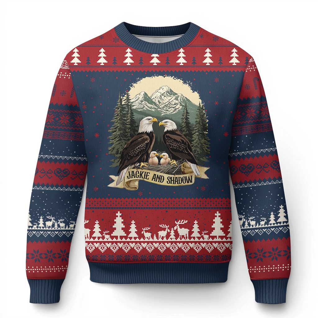 Funny Jackie And Shadow Eagle Family Matching Ugly Christmas Sweater Eagle Lover TS11 Navy Red Print Your Wear
