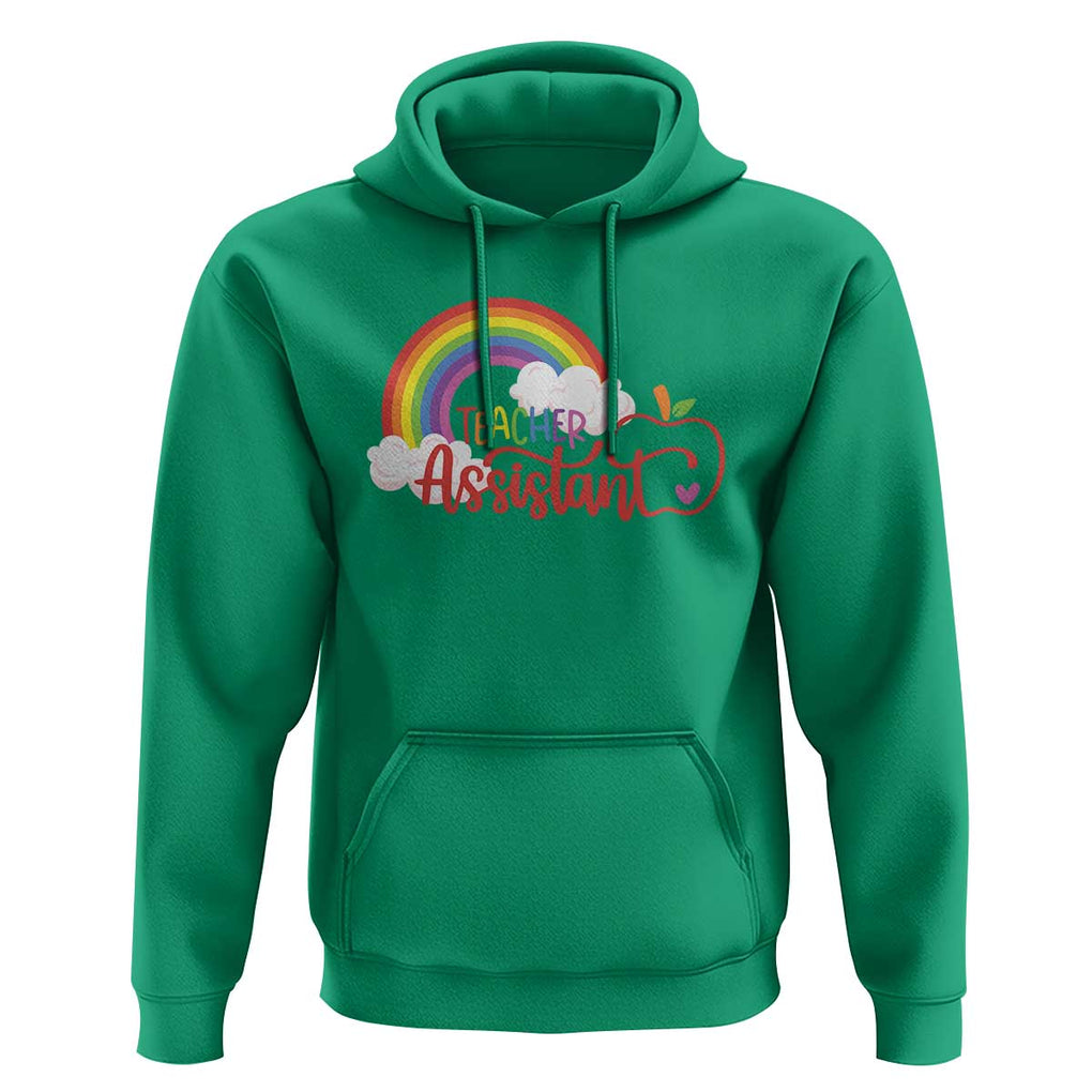 Teacher Assistant Hoodie Back To School Rainbow Apple Cloud TS11 Irish Green Print Your Wear