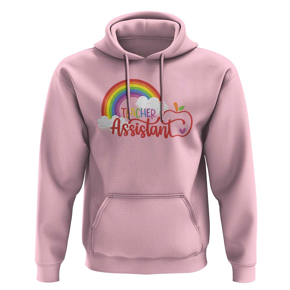 Teacher Assistant Hoodie Back To School Rainbow Apple Cloud TS11 Light Pink Print Your Wear
