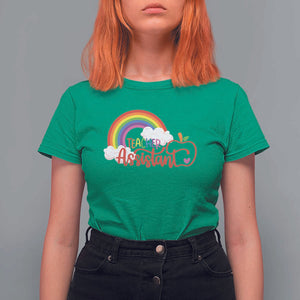Teacher Assistant T Shirt For Women Back To School Rainbow Apple Cloud TS11 Irish Green Print Your Wear