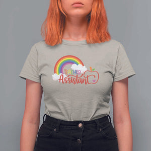 Teacher Assistant T Shirt For Women Back To School Rainbow Apple Cloud TS11 Sand Print Your Wear