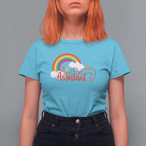 Teacher Assistant T Shirt For Women Back To School Rainbow Apple Cloud TS11 Sky Print Your Wear