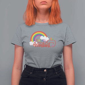 Teacher Assistant T Shirt For Women Back To School Rainbow Apple Cloud TS11 Sport Gray Print Your Wear