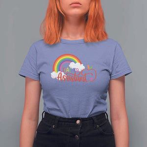 Teacher Assistant T Shirt For Women Back To School Rainbow Apple Cloud TS11 Violet Print Your Wear