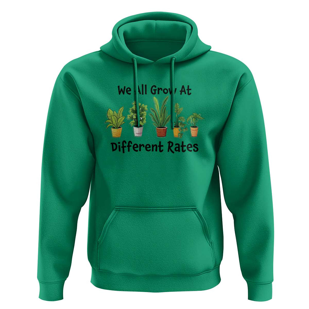 Special Education Teacher Hoodie We All Grow At Different Rates Plants TS11 Irish Green Print Your Wear