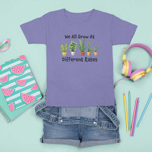 Special Education Teacher T Shirt For Kid We All Grow At Different Rates Plants TS11 Violet Print Your Wear