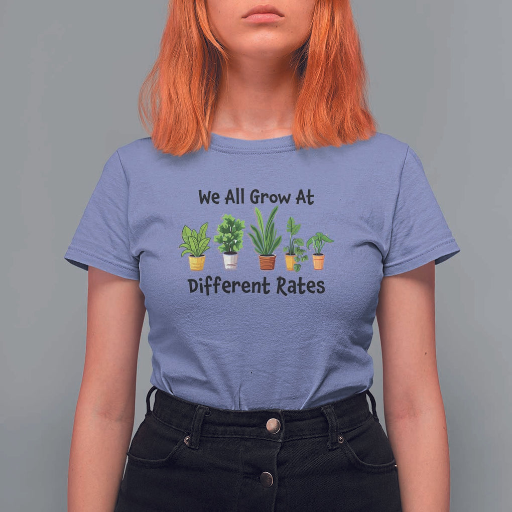 Special Education Teacher T Shirt For Women We All Grow At Different Rates Plants TS11 Violet Print Your Wear