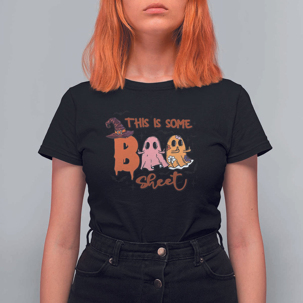 Funny This Is Some Boo Sheet T Shirt For Women Halloween Ghost Witch Hat TS11 Black Print Your Wear