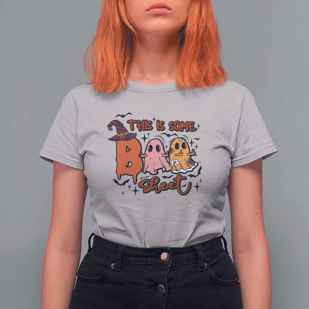 Funny This Is Some Boo Sheet T Shirt For Women Halloween Ghost Witch Hat TS11 Ice Gray Print Your Wear