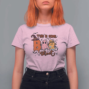Funny This Is Some Boo Sheet T Shirt For Women Halloween Ghost Witch Hat TS11 Light Pink Print Your Wear