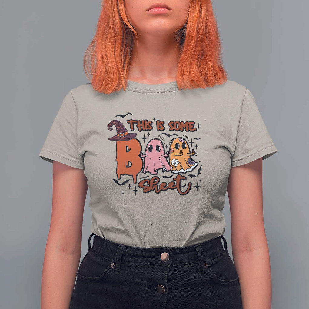Funny This Is Some Boo Sheet T Shirt For Women Halloween Ghost Witch Hat TS11 Sand Print Your Wear