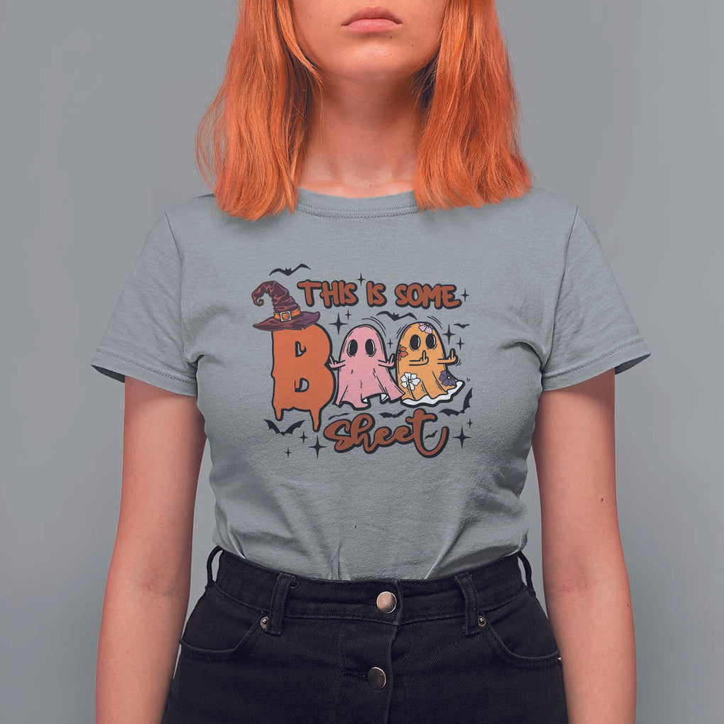 Funny This Is Some Boo Sheet T Shirt For Women Halloween Ghost Witch Hat TS11 Sport Gray Print Your Wear