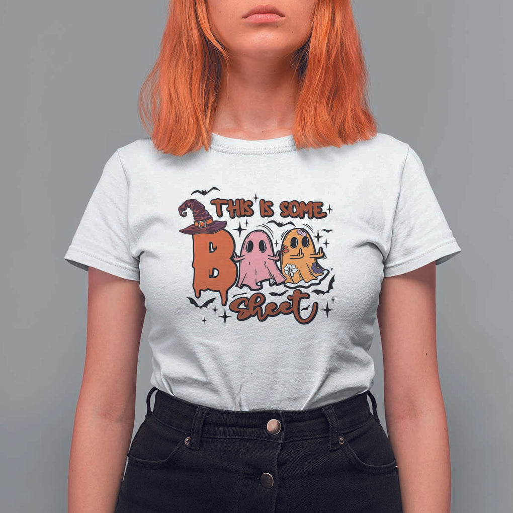 Funny This Is Some Boo Sheet T Shirt For Women Halloween Ghost Witch Hat TS11 White Print Your Wear
