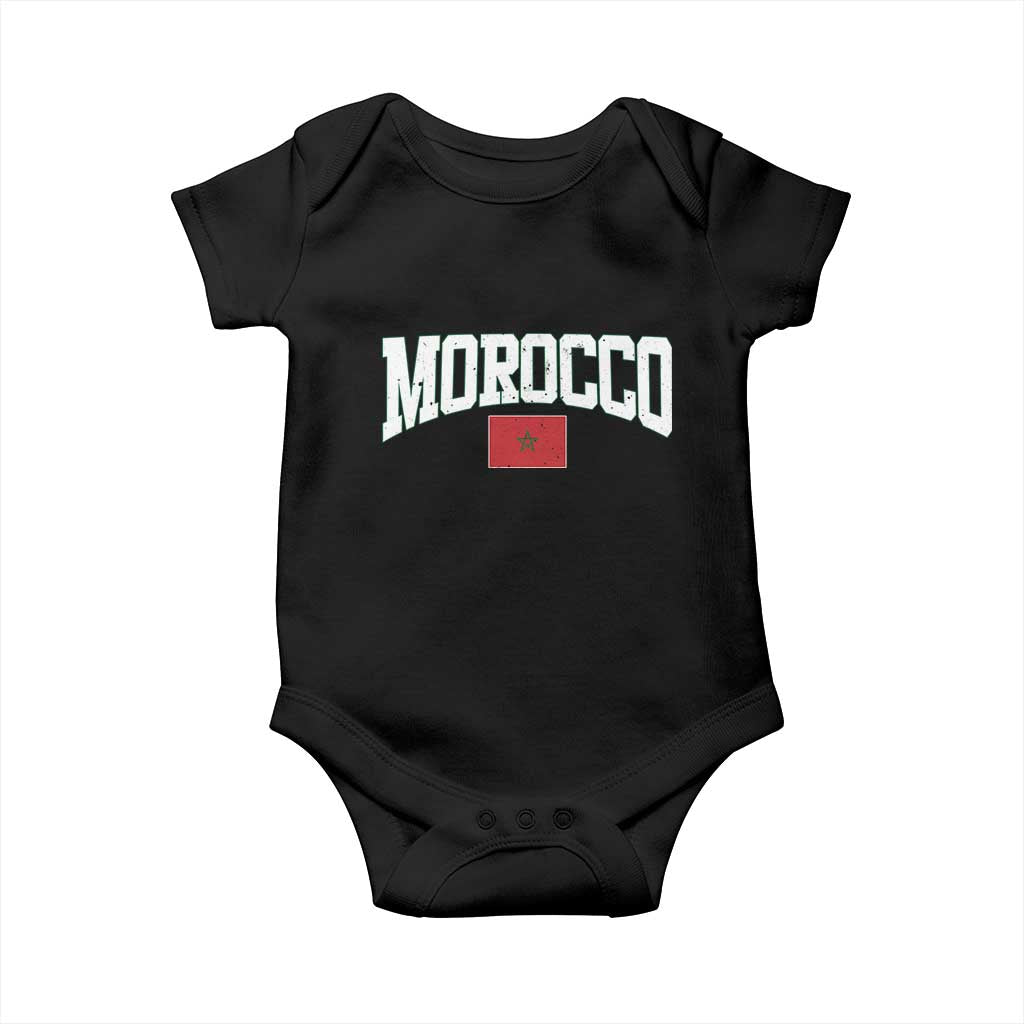 Morocco Football Throwback Design Vintage Moroccan Flag Jersey Style Baby Onesie TS11 Black Print Your Wear