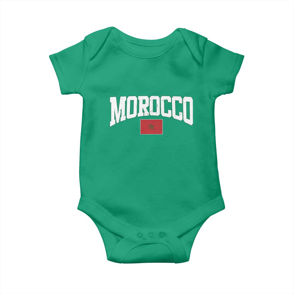 Morocco Football Throwback Design Vintage Moroccan Flag Jersey Style Baby Onesie TS11 Irish Green Print Your Wear