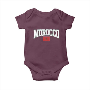 Morocco Football Throwback Design Vintage Moroccan Flag Jersey Style Baby Onesie TS11 Maroon Print Your Wear