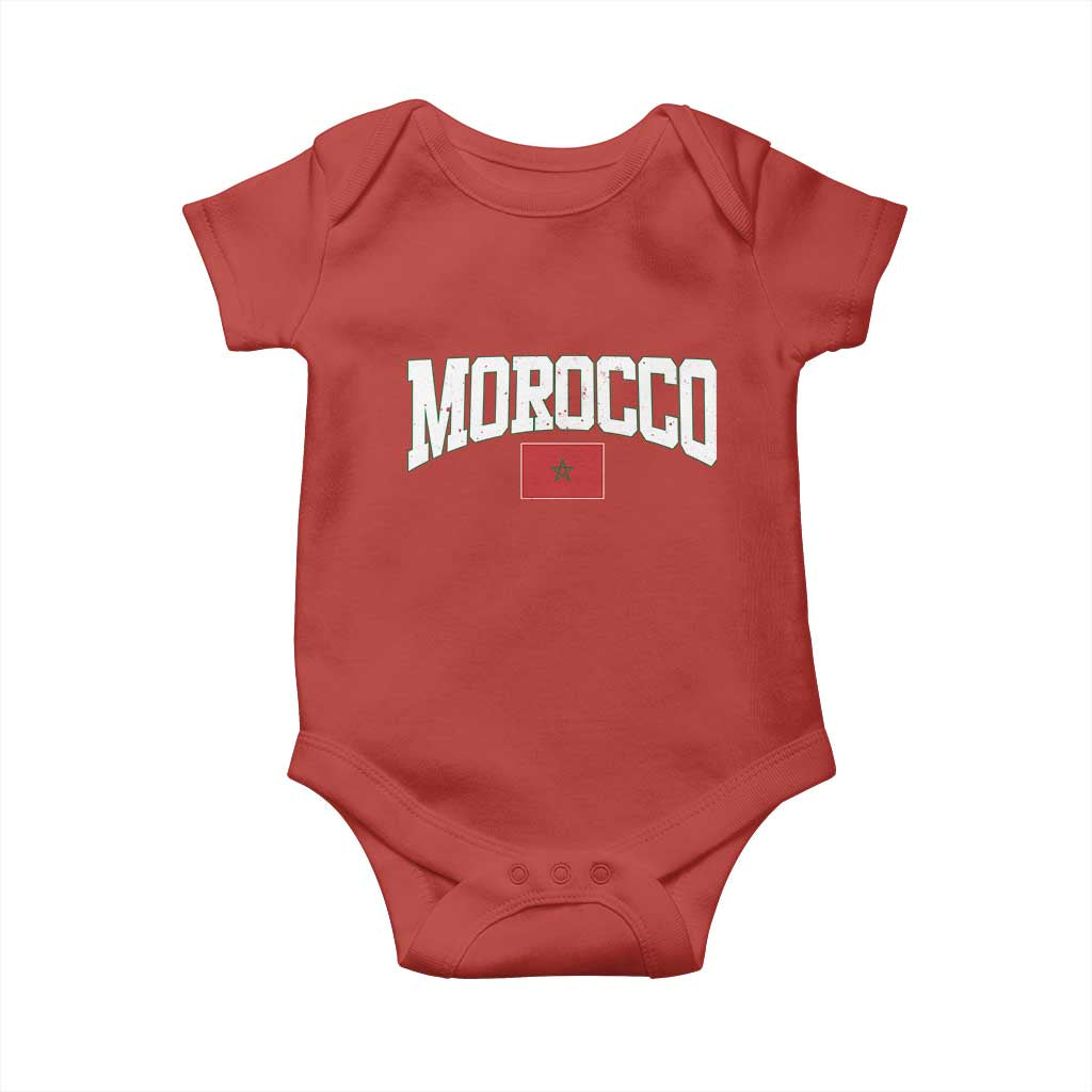 Morocco Football Throwback Design Vintage Moroccan Flag Jersey Style Baby Onesie TS11 Red Print Your Wear