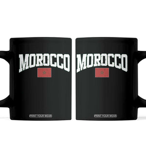 Morocco Football Throwback Design Vintage Moroccan Flag Jersey Style Coffee Mug TS11 Black Print Your Wear