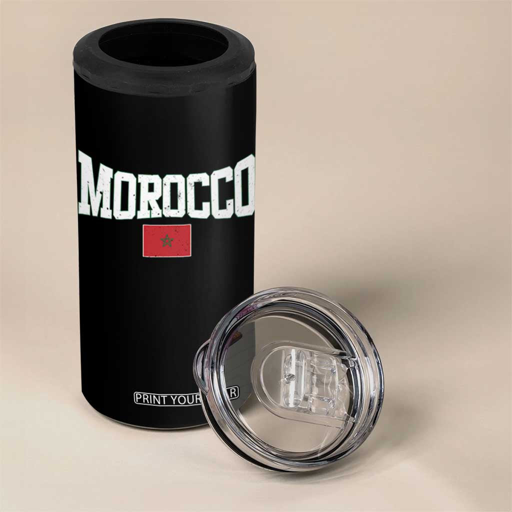 Morocco Football Throwback Design Vintage Moroccan Flag Jersey Style 4 in 1 Can Cooler Tumbler TS11 Print Your Wear