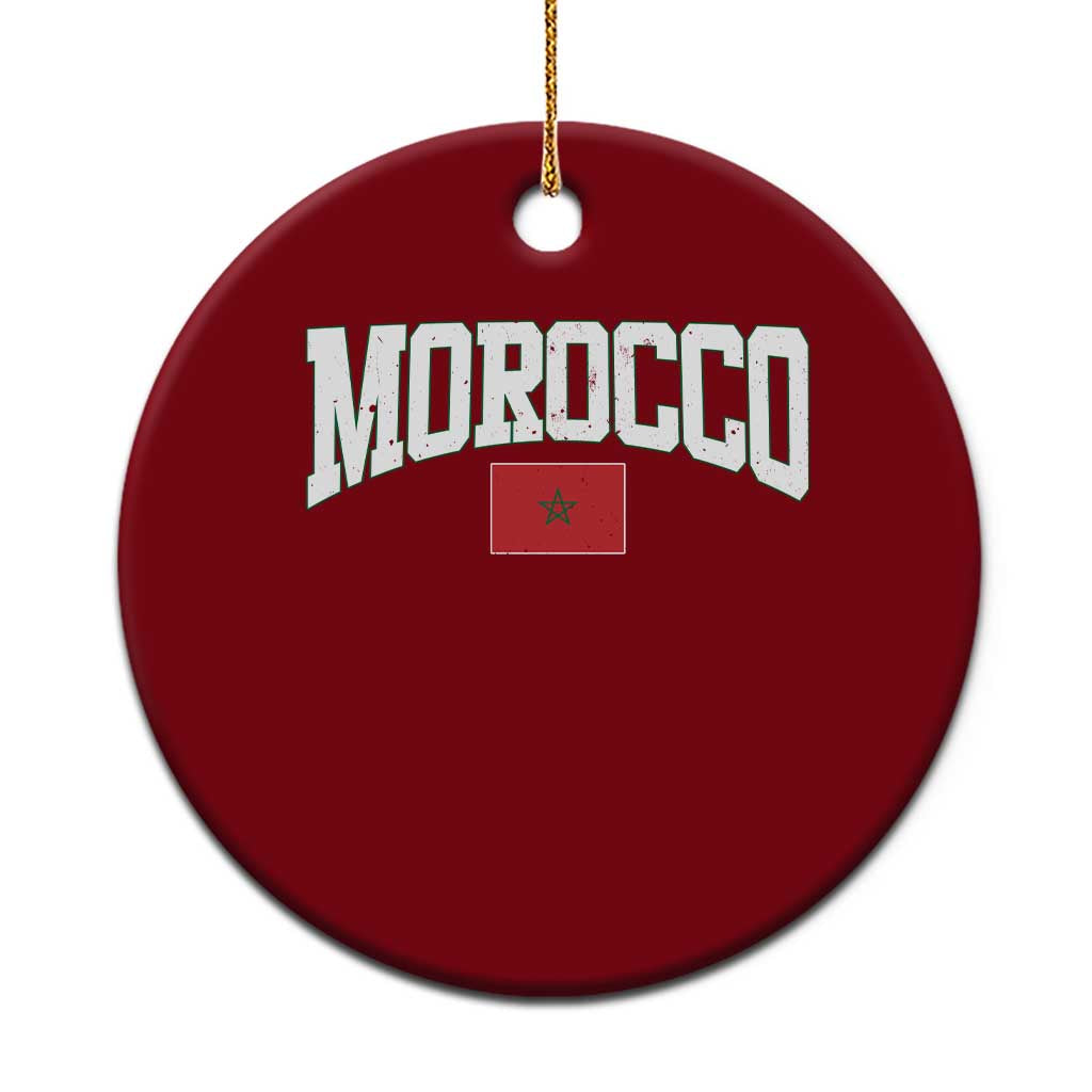 Morocco Football Throwback Design Vintage Moroccan Flag Jersey Style Ceramic Ornament TS11 1pc Red Print Your Wear