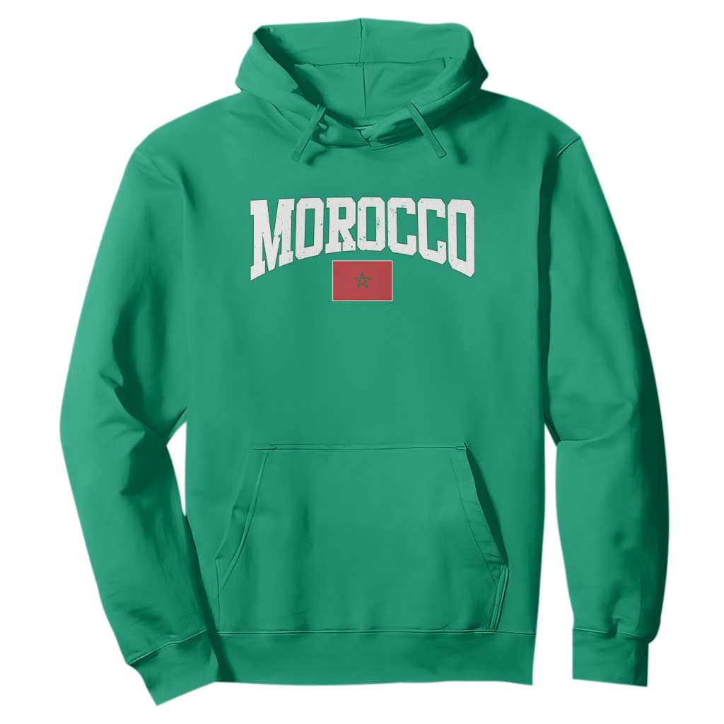 Morocco Football Throwback Design Vintage Moroccan Flag Jersey Style Hoodie TS11 Irish Green Print Your Wear
