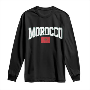Morocco Football Throwback Design Vintage Moroccan Flag Jersey Style Long Sleeve Shirt TS11 Black Print Your Wear