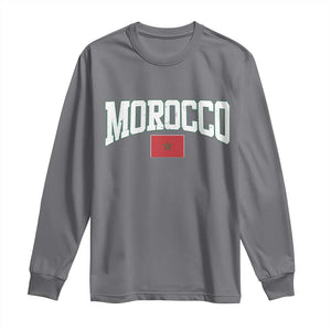 Morocco Football Throwback Design Vintage Moroccan Flag Jersey Style Long Sleeve Shirt TS11 Charcoal Print Your Wear