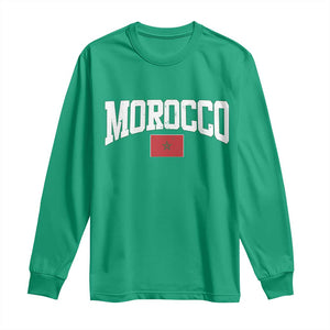 Morocco Football Throwback Design Vintage Moroccan Flag Jersey Style Long Sleeve Shirt TS11 Irish Green Print Your Wear