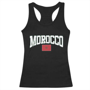 Morocco Football Throwback Design Vintage Moroccan Flag Jersey Style Racerback Tank Top TS11 Black Print Your Wear