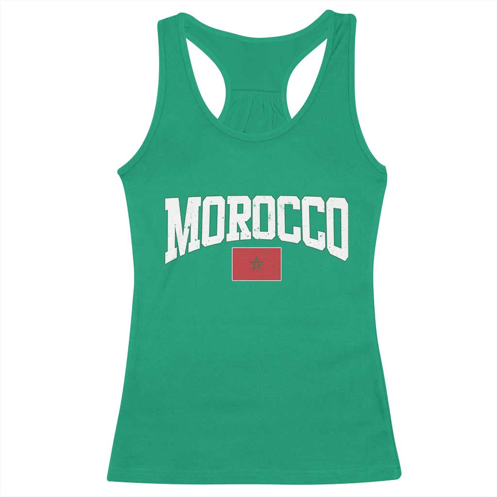 Morocco Football Throwback Design Vintage Moroccan Flag Jersey Style Racerback Tank Top TS11 Irish Green Print Your Wear