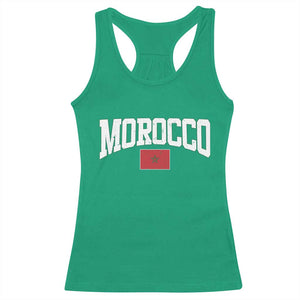 Morocco Football Throwback Design Vintage Moroccan Flag Jersey Style Racerback Tank Top TS11 Irish Green Print Your Wear