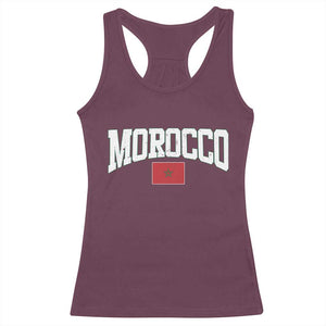 Morocco Football Throwback Design Vintage Moroccan Flag Jersey Style Racerback Tank Top TS11 Maroon Print Your Wear