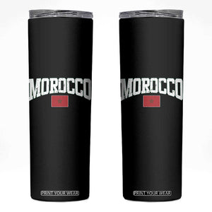 Morocco Football Throwback Design Vintage Moroccan Flag Jersey Style Skinny Tumbler TS11 Black Print Your Wear