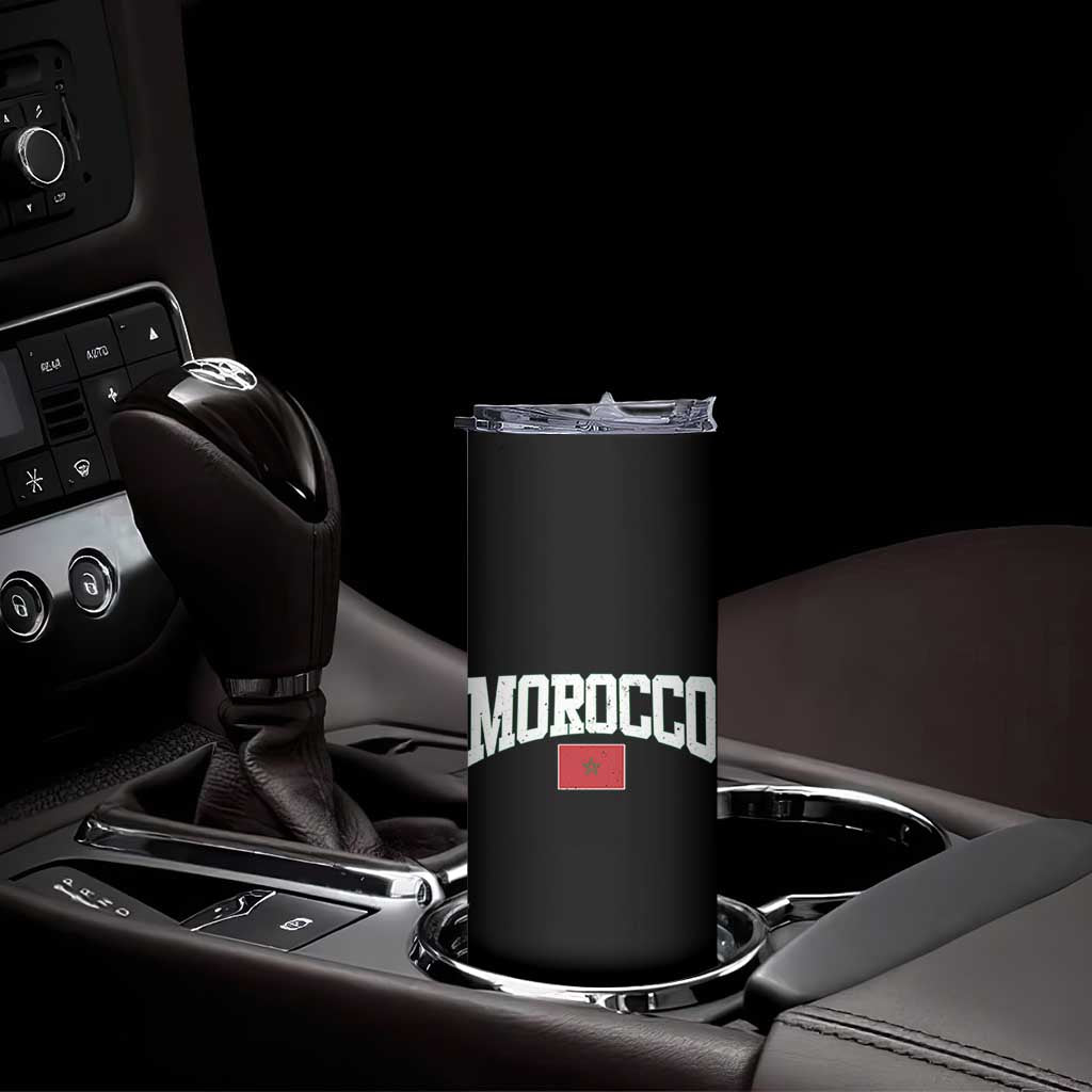 Morocco Football Throwback Design Vintage Moroccan Flag Jersey Style Skinny Tumbler TS11 Print Your Wear