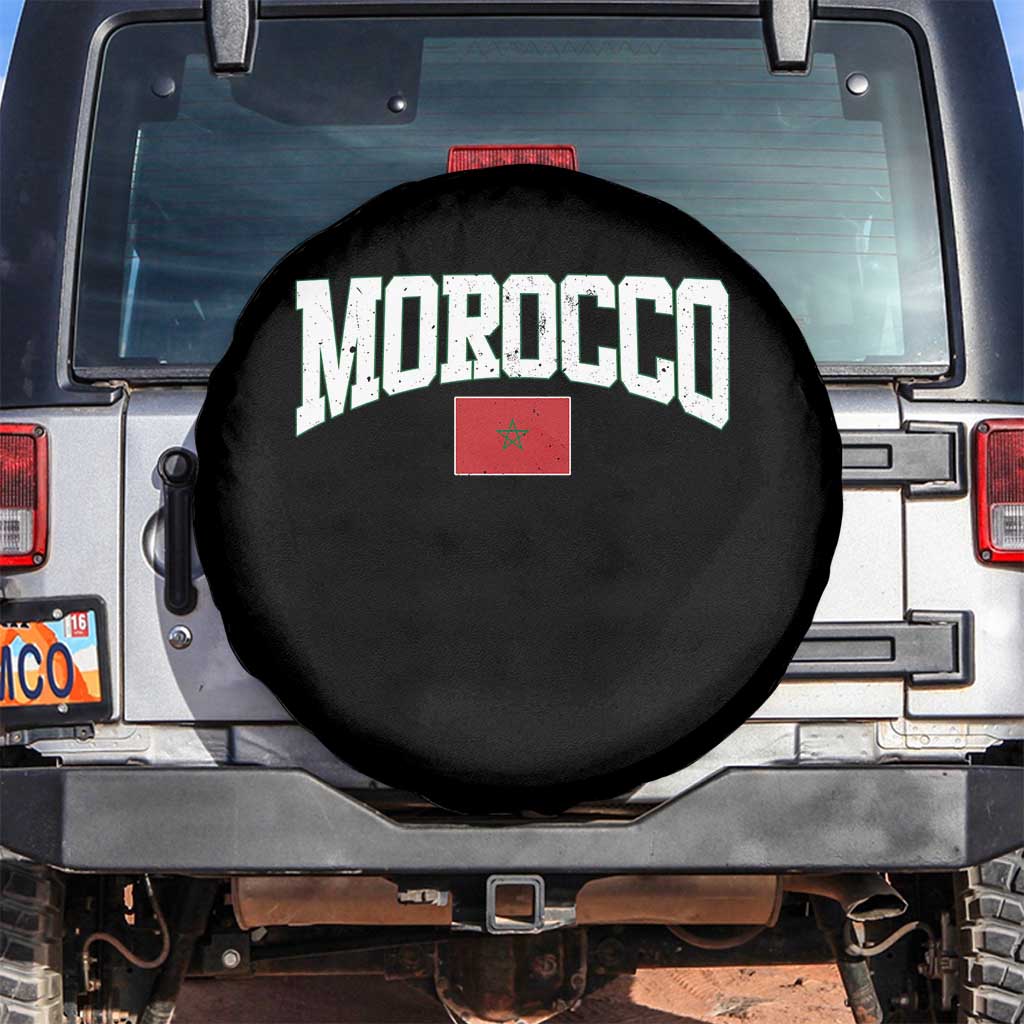 Morocco Football Throwback Design Vintage Moroccan Flag Jersey Style Spare Tire Cover TS11 No hole Black Print Your Wear