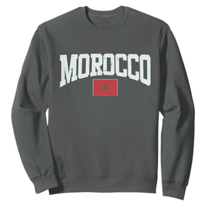 Morocco Football Throwback Design Vintage Moroccan Flag Jersey Style Sweatshirt TS11 Dark Heather Print Your Wear
