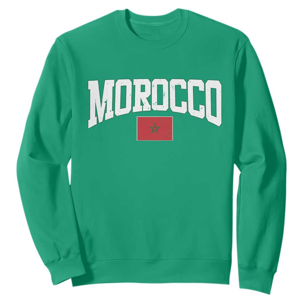 Morocco Football Throwback Design Vintage Moroccan Flag Jersey Style Sweatshirt TS11 Irish Green Print Your Wear