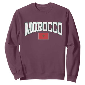Morocco Football Throwback Design Vintage Moroccan Flag Jersey Style Sweatshirt TS11 Maroon Print Your Wear