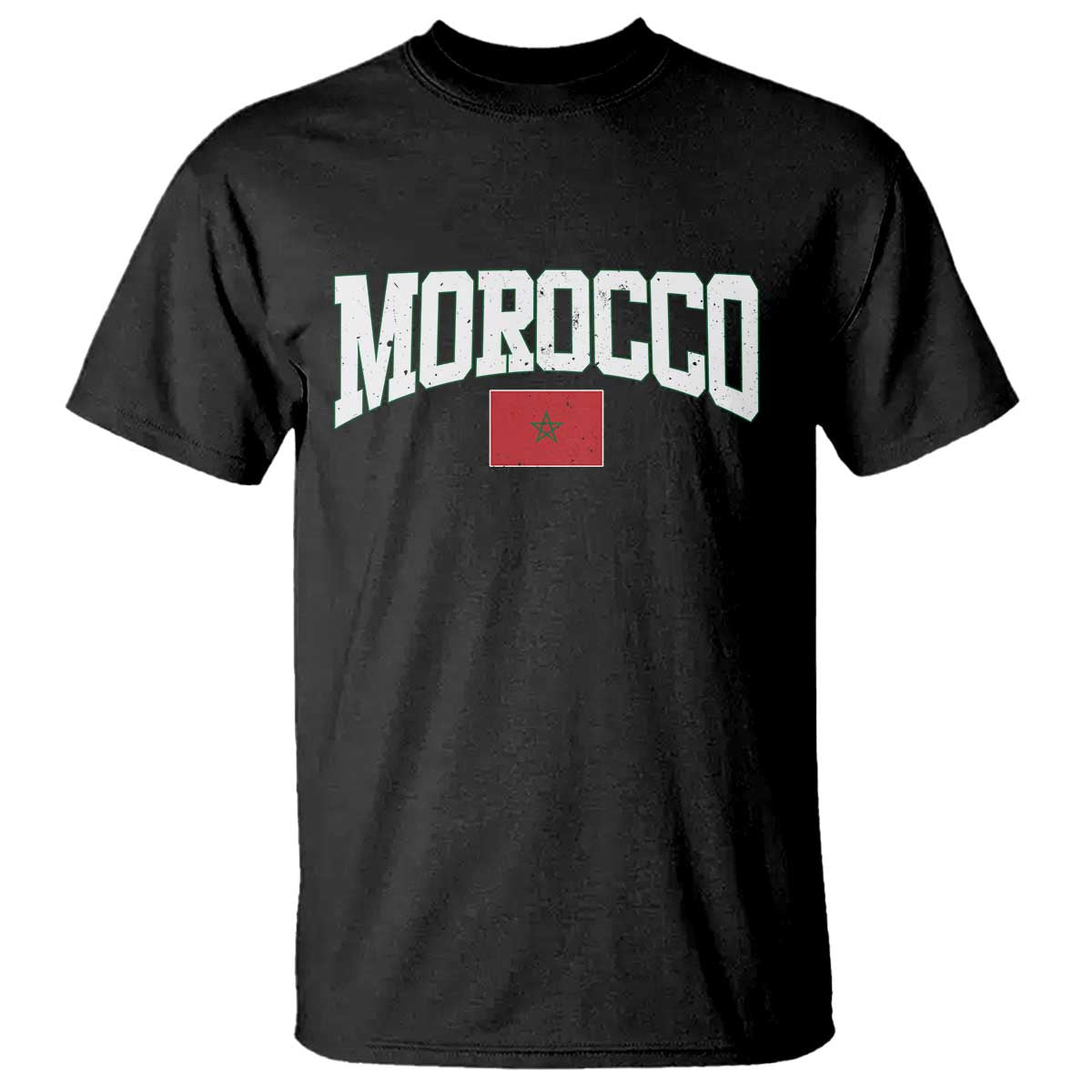 Morocco Football Throwback Design Vintage Moroccan Flag Jersey Style T Shirt TS11 Black Print Your Wear