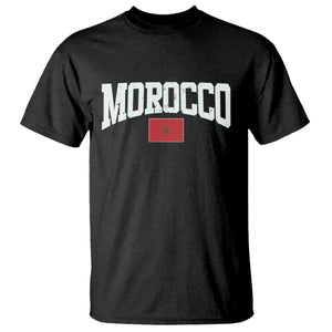 Morocco Football Throwback Design Vintage Moroccan Flag Jersey Style T Shirt TS11 Black Print Your Wear
