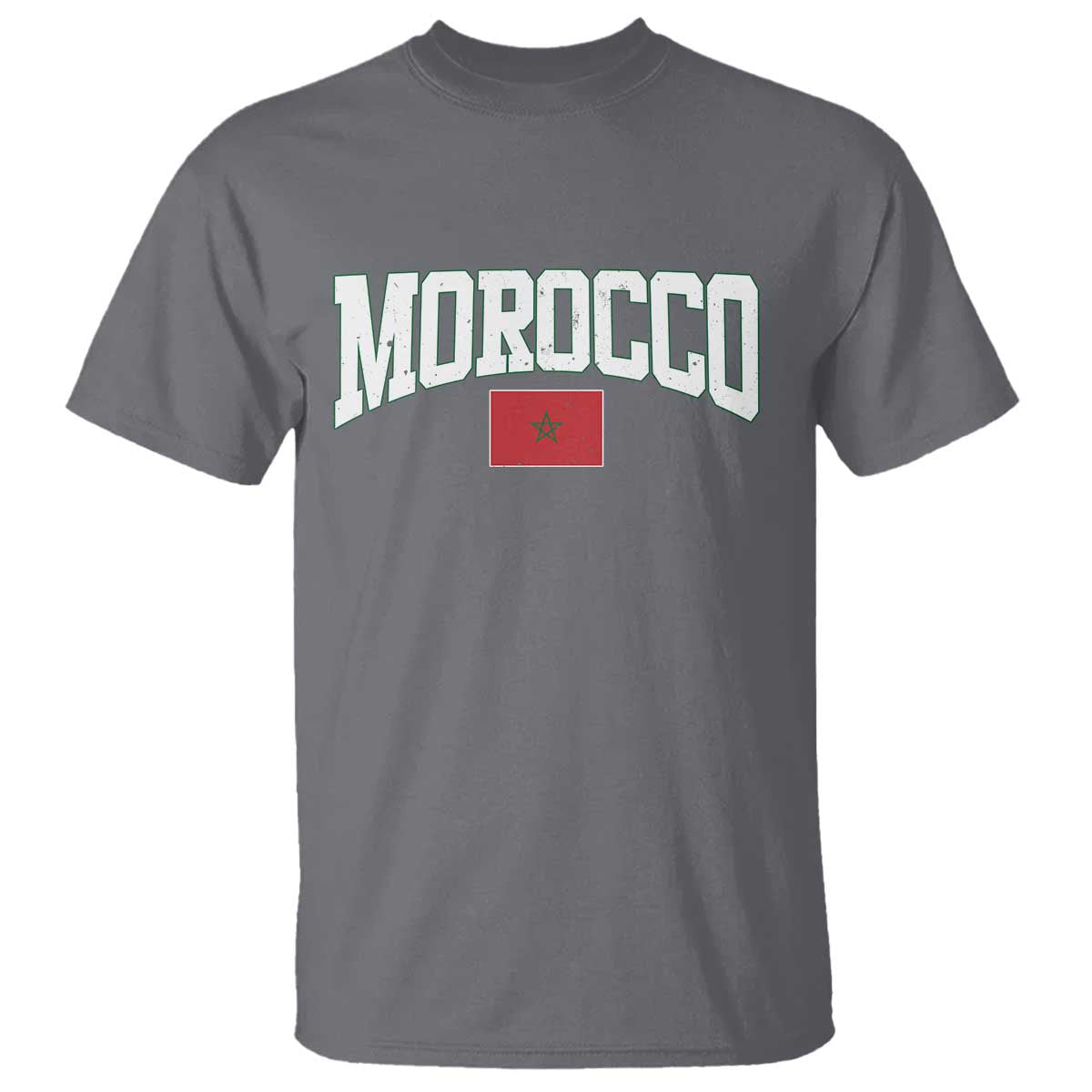 Morocco Football Throwback Design Vintage Moroccan Flag Jersey Style T Shirt TS11 Charcoal Print Your Wear