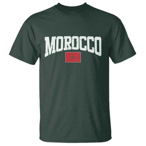 Morocco Football Throwback Design Vintage Moroccan Flag Jersey Style T Shirt TS11 Dark Forest Green Print Your Wear