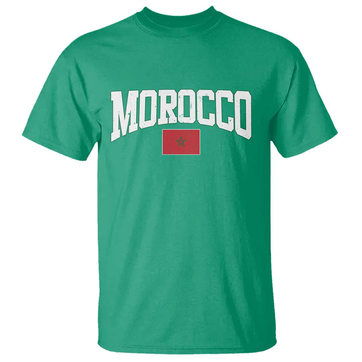 Morocco Football Throwback Design Vintage Moroccan Flag Jersey Style T Shirt TS11 Irish Green Print Your Wear