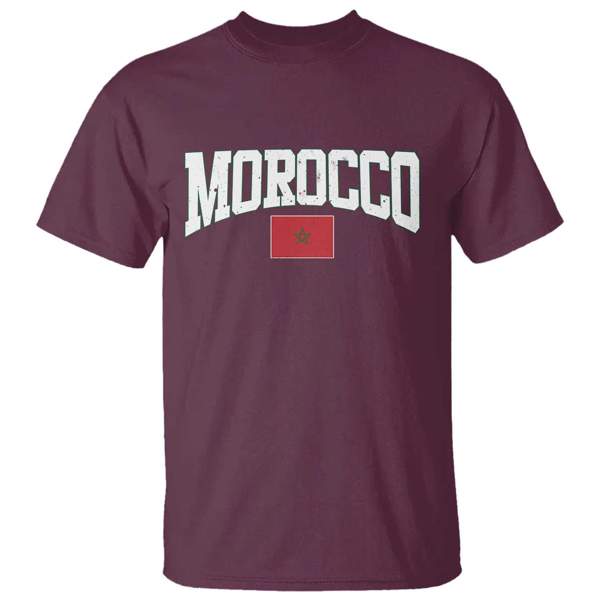 Morocco Football Throwback Design Vintage Moroccan Flag Jersey Style T Shirt TS11 Maroon Print Your Wear