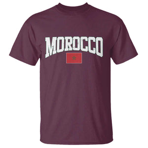 Morocco Football Throwback Design Vintage Moroccan Flag Jersey Style T Shirt TS11 Maroon Print Your Wear
