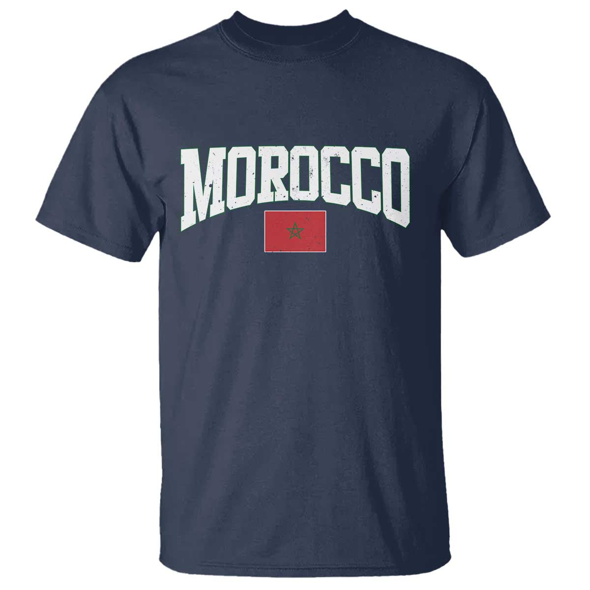 Morocco Football Throwback Design Vintage Moroccan Flag Jersey Style T Shirt TS11 Navy Print Your Wear
